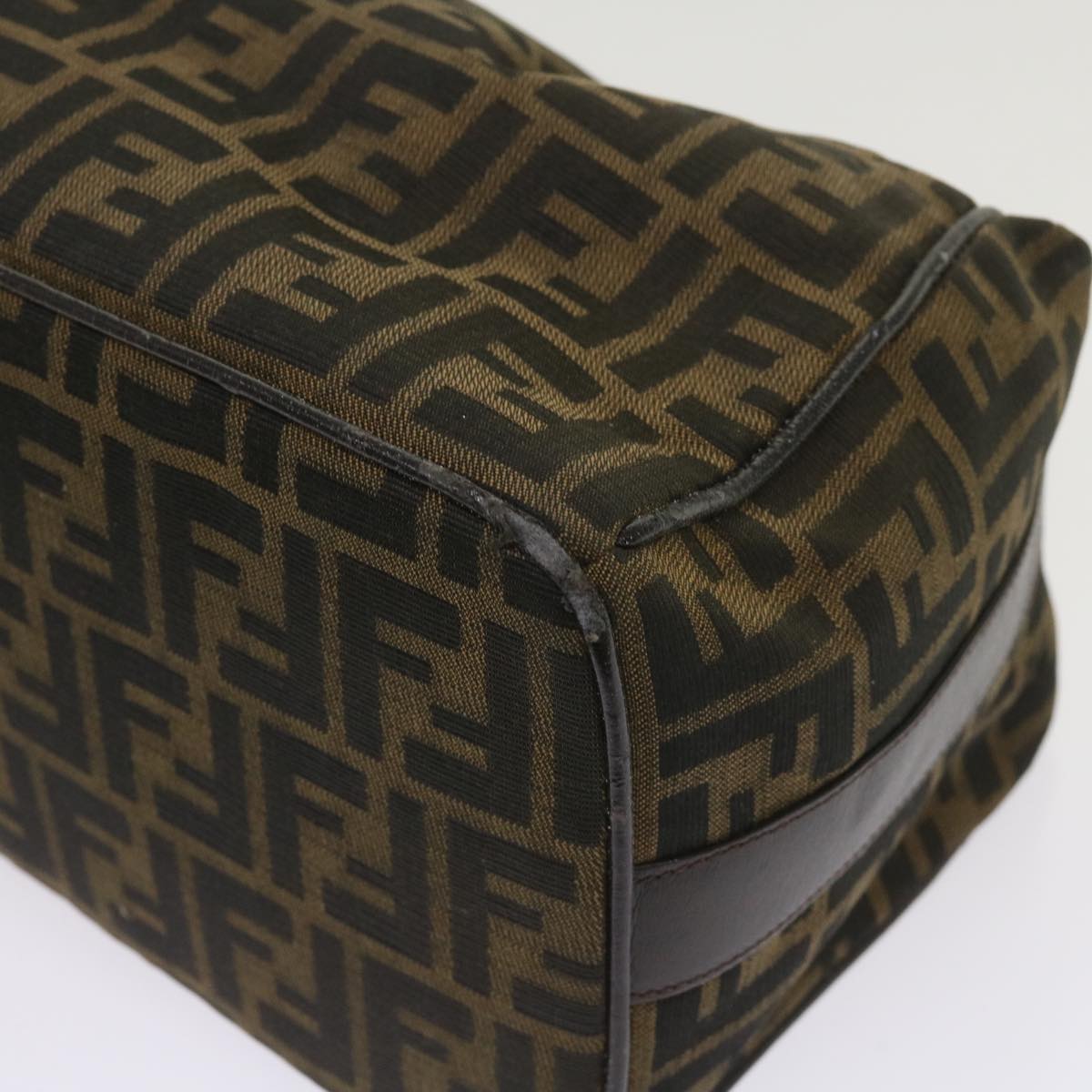 FENDI Zucca Canvas Hand Bag Black Brownac2608