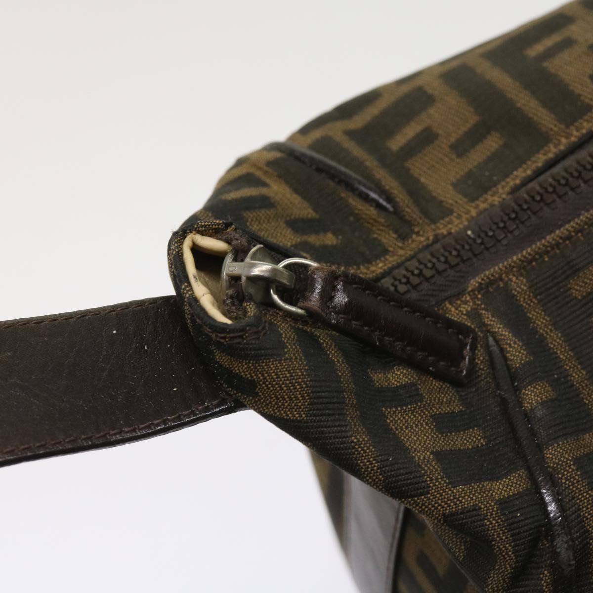 FENDI Zucca Canvas Hand Bag Black Brownac2608