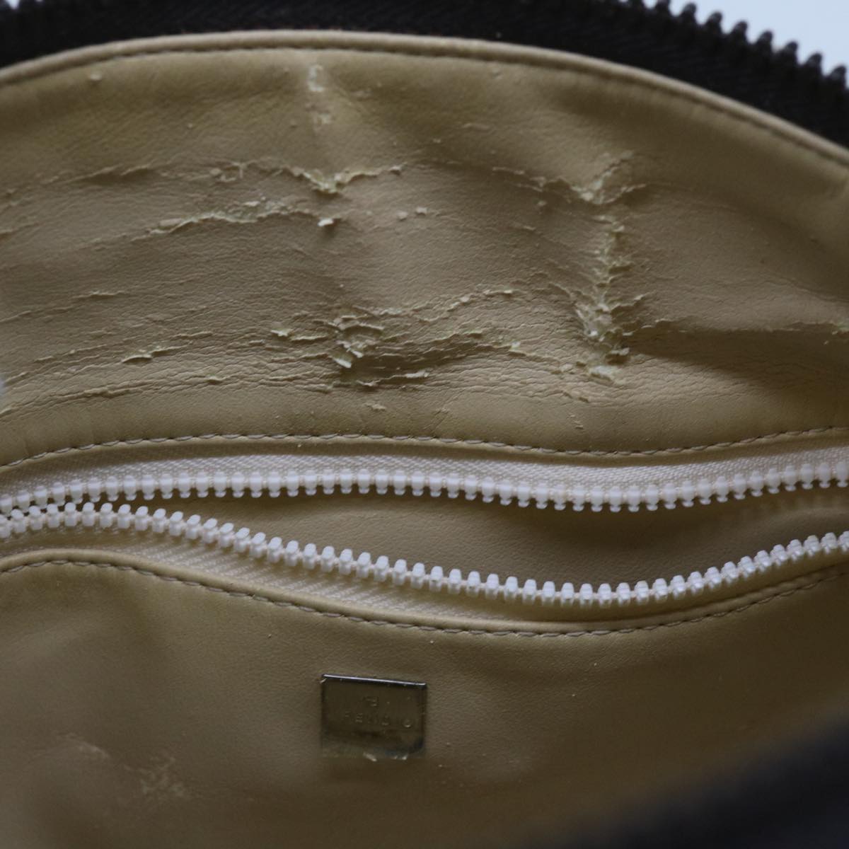 FENDI Zucca Canvas Hand Bag Black Brownac2608