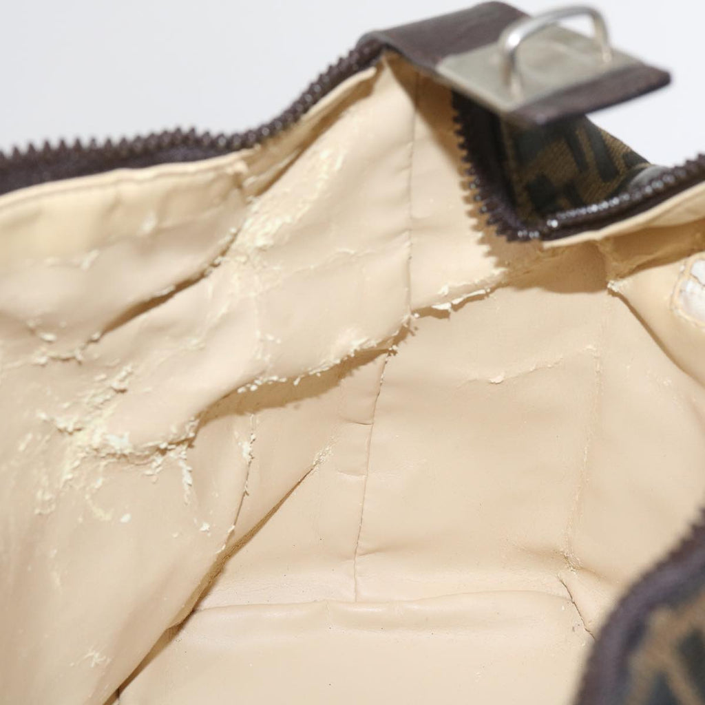 FENDI Zucca Canvas Hand Bag Black Brownac2608