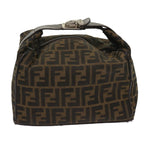 FENDI Zucca Canvas Hand Bag Black Brownac2608