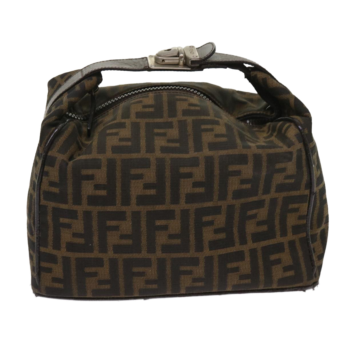 FENDI Zucca Canvas Hand Bag Black Brownac2608