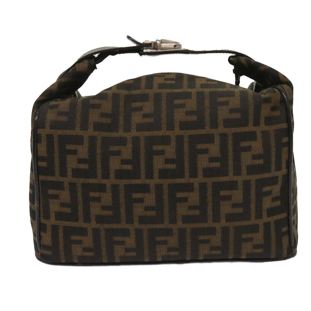 FENDI Zucca Canvas Hand Bag Black Brownac2608