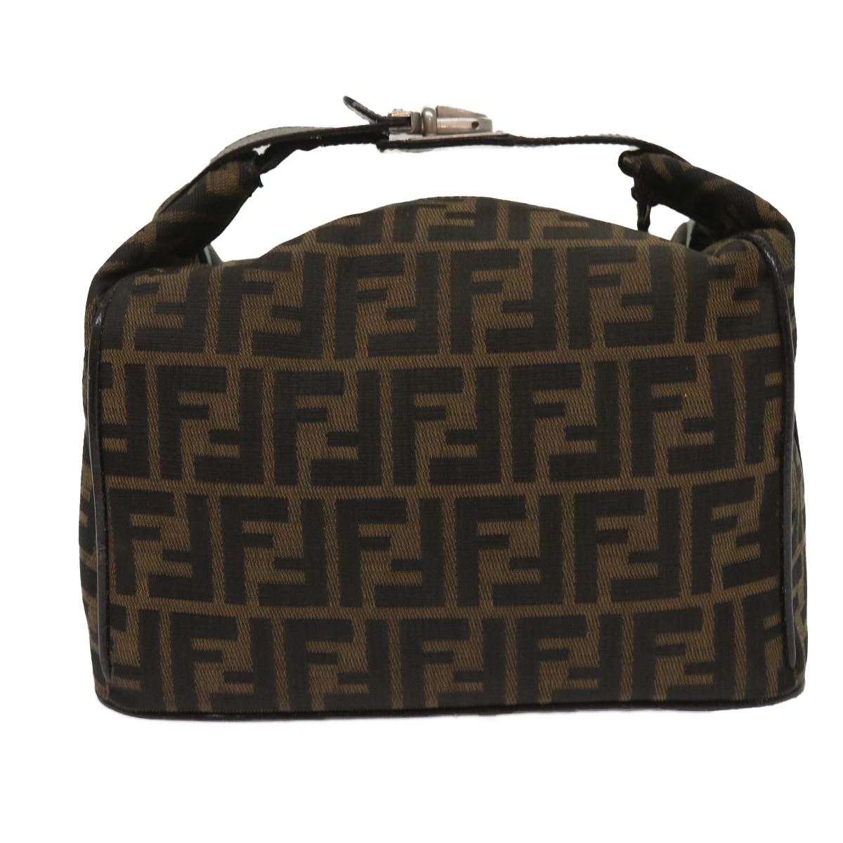 FENDI Zucca Canvas Hand Bag Black Brownac2608