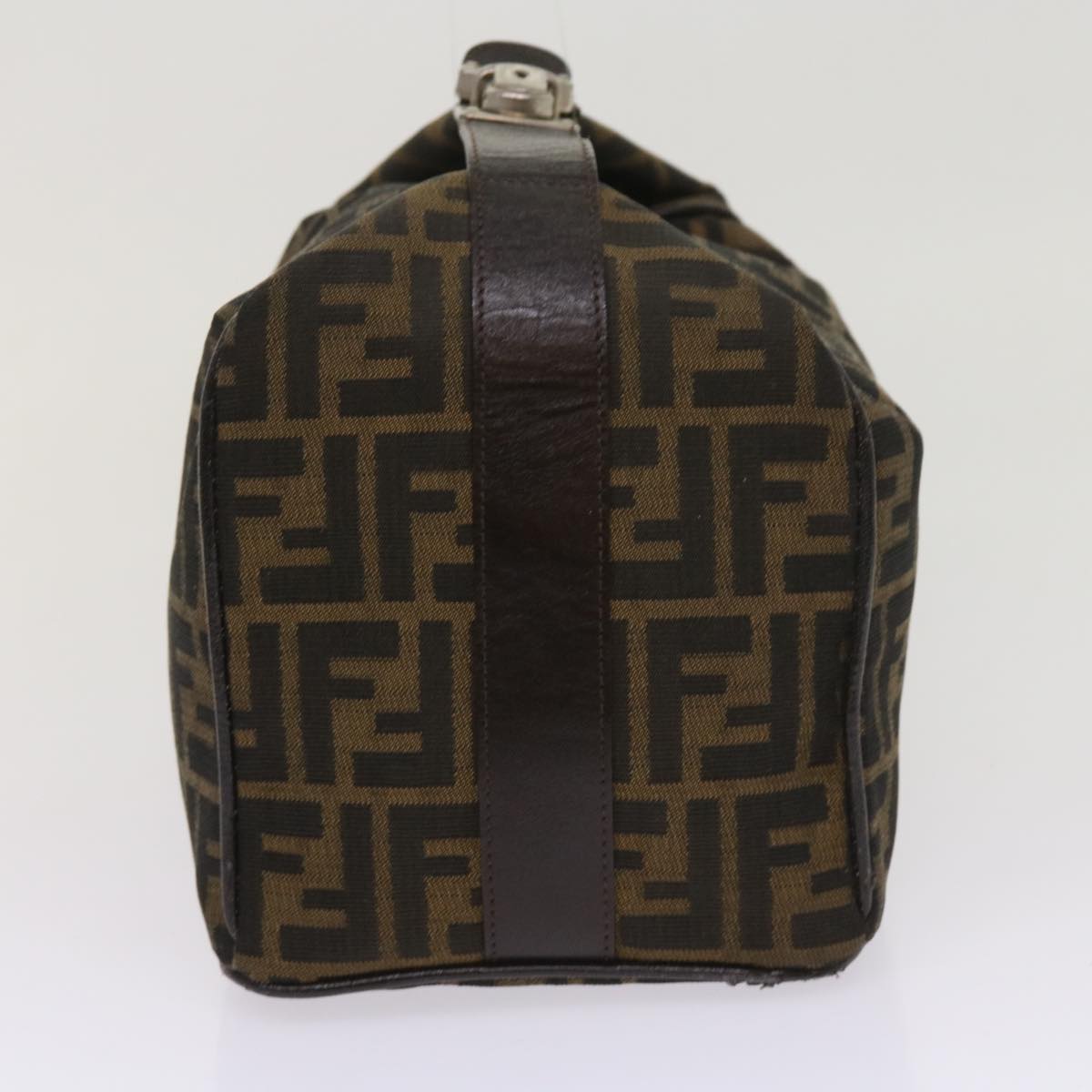 FENDI Zucca Canvas Hand Bag Black Brownac2608