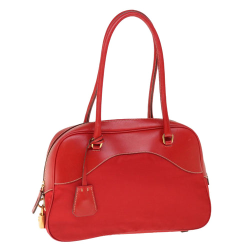 PRADA Shoulder Bag Nylon Leather Red  ac2652