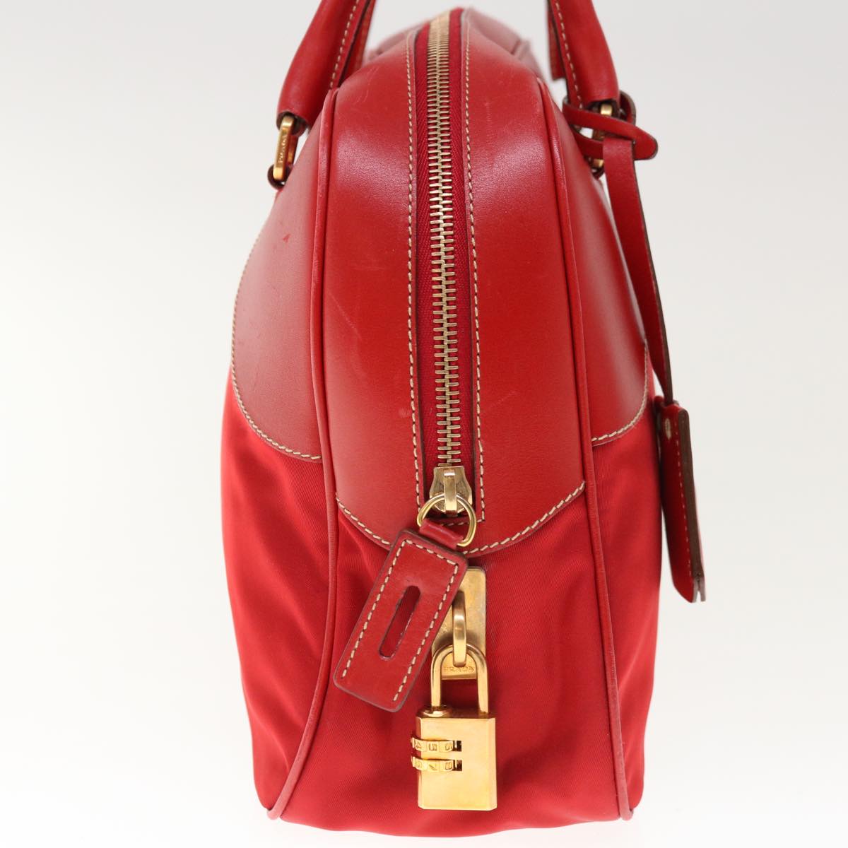 PRADA Shoulder Bag Nylon Leather Red  ac2652