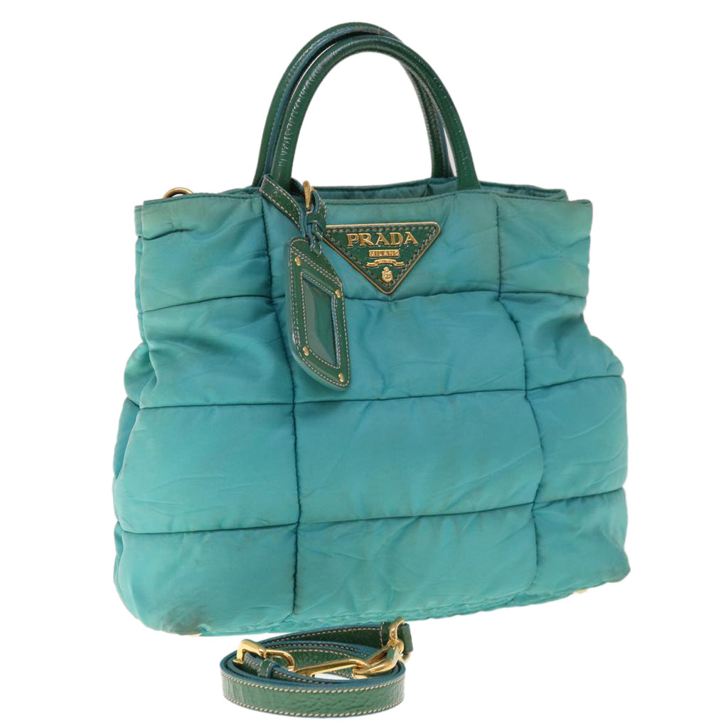 PRADA Hand Bag Nylon 2way Turquoise Blue  ac2661