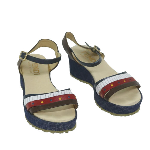 FENDI Zucchino Canvas High Heels Blueac2677