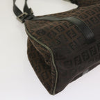 FENDI Zucchino Canvas Shoulder Bag Brownac2712