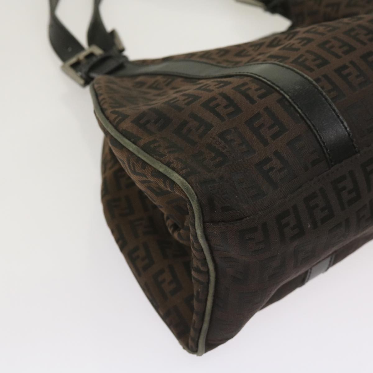 FENDI Zucchino Canvas Shoulder Bag Brownac2712