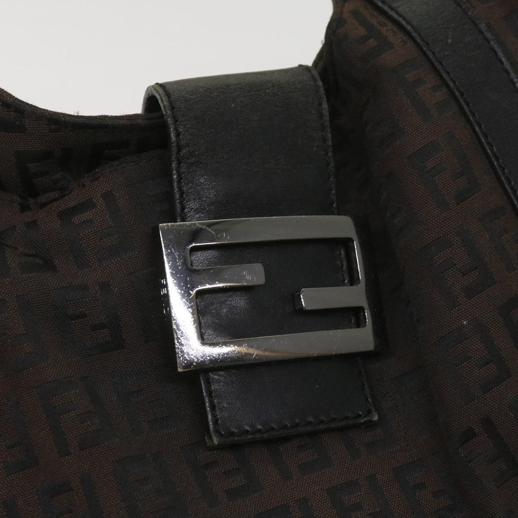 FENDI Zucchino Canvas Shoulder Bag Brownac2712