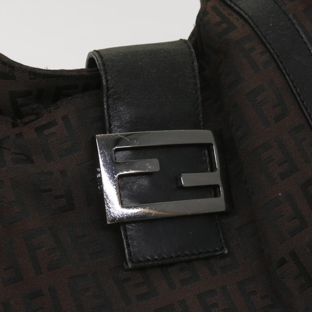 FENDI Zucchino Canvas Shoulder Bag Brownac2712