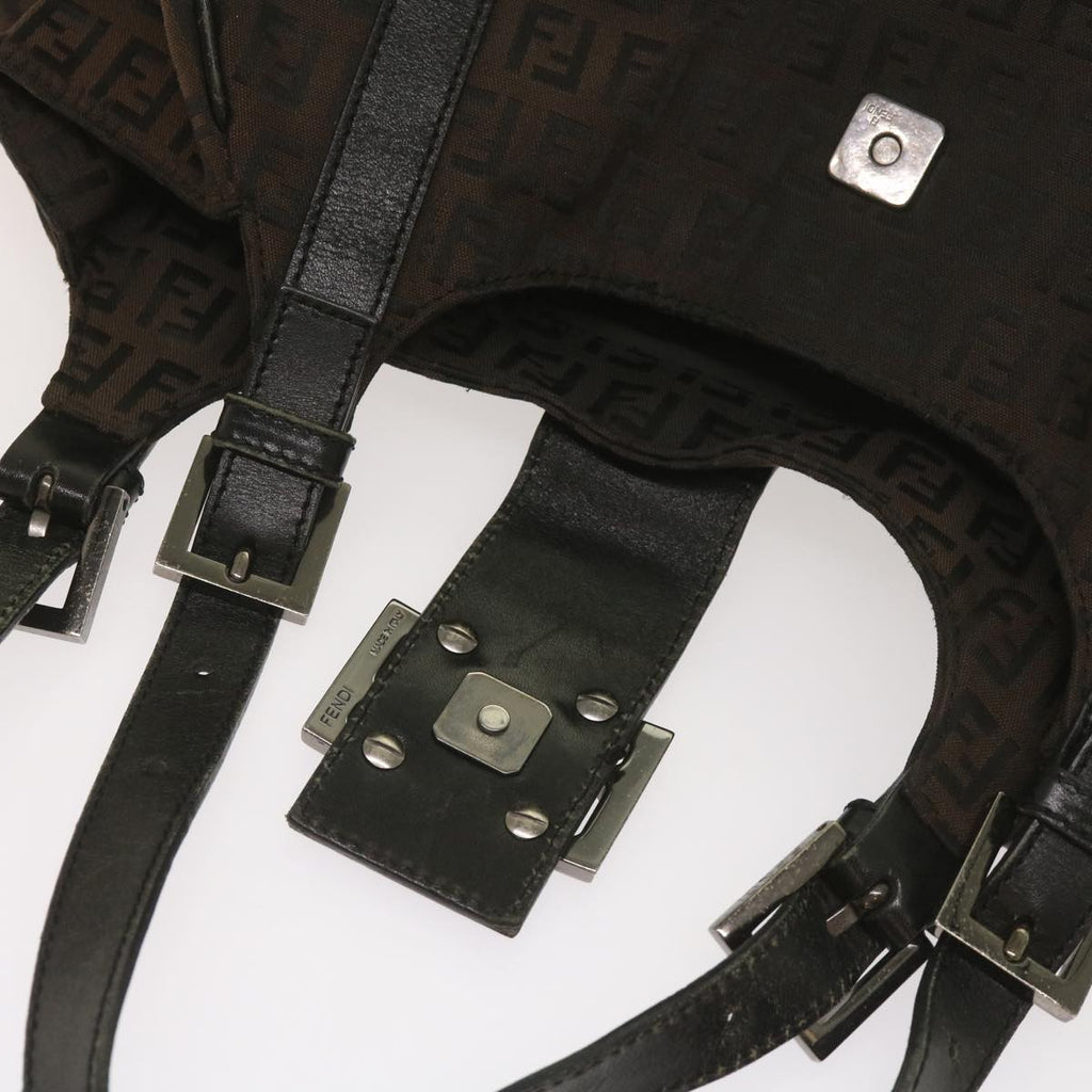 FENDI Zucchino Canvas Shoulder Bag Brownac2712