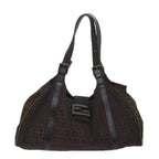 FENDI Zucchino Canvas Shoulder Bag Brownac2712