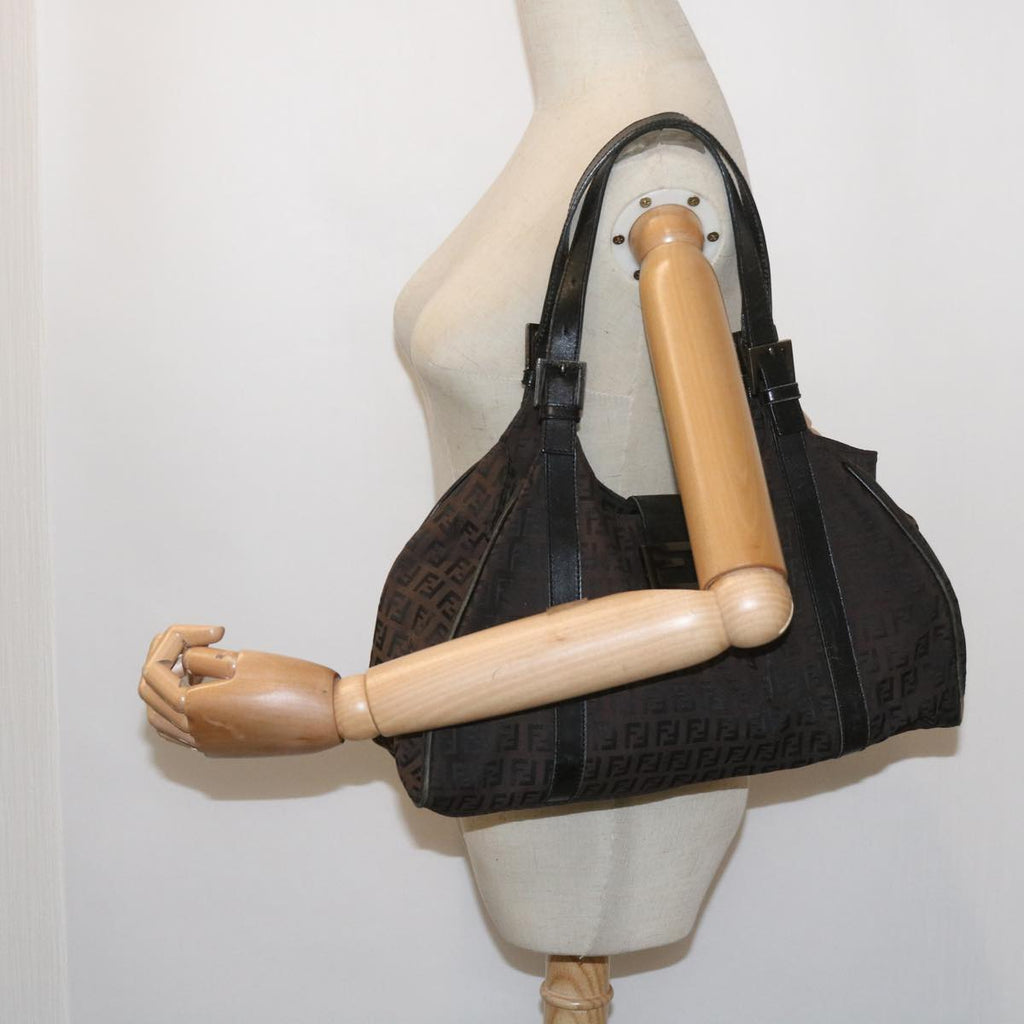FENDI Zucchino Canvas Shoulder Bag Brownac2712