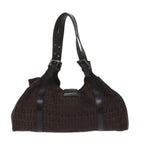 FENDI Zucchino Canvas Shoulder Bag Brownac2712