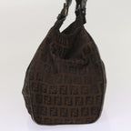 FENDI Zucchino Canvas Shoulder Bag Brownac2712