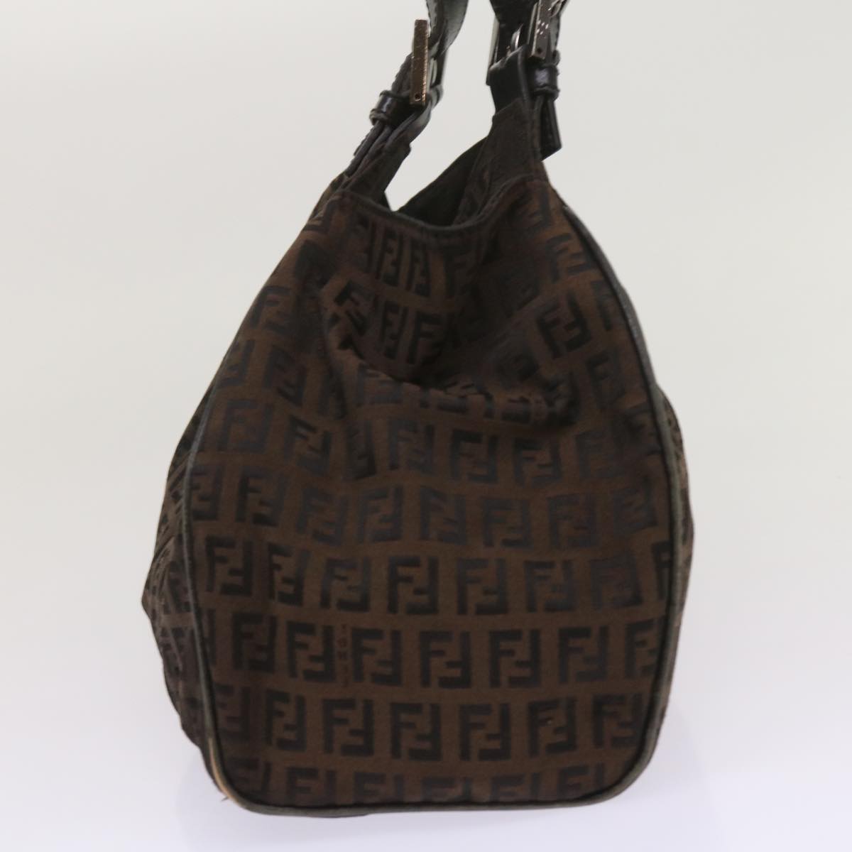 FENDI Zucchino Canvas Shoulder Bag Brownac2712