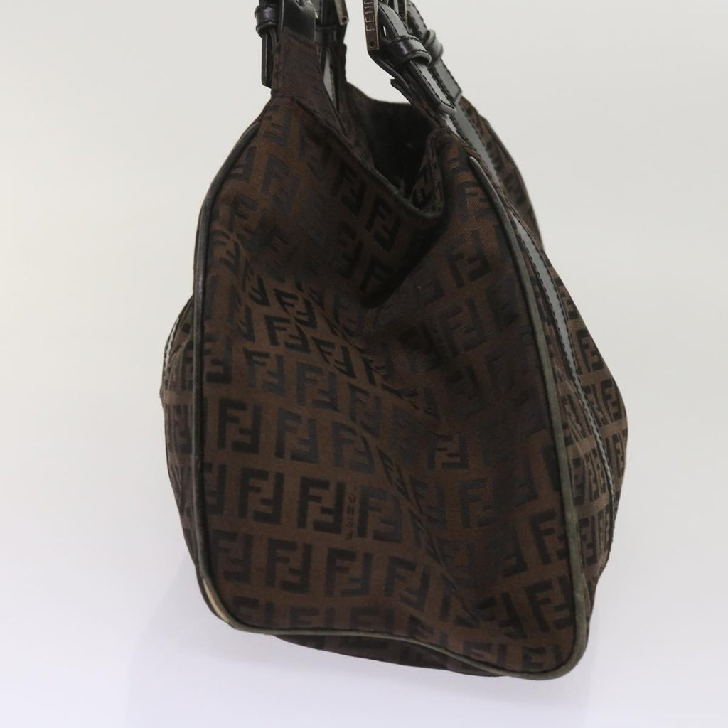FENDI Zucchino Canvas Shoulder Bag Brownac2712