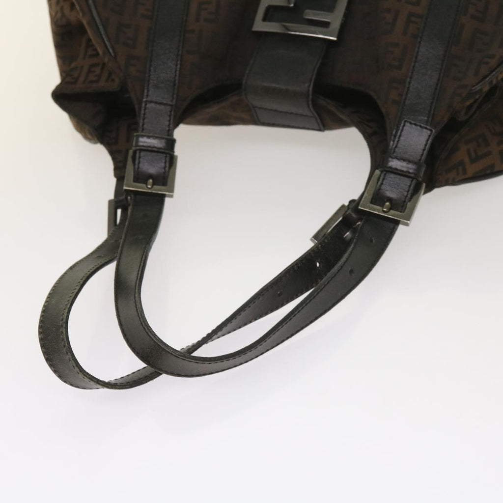 FENDI Zucchino Canvas Shoulder Bag Brownac2712