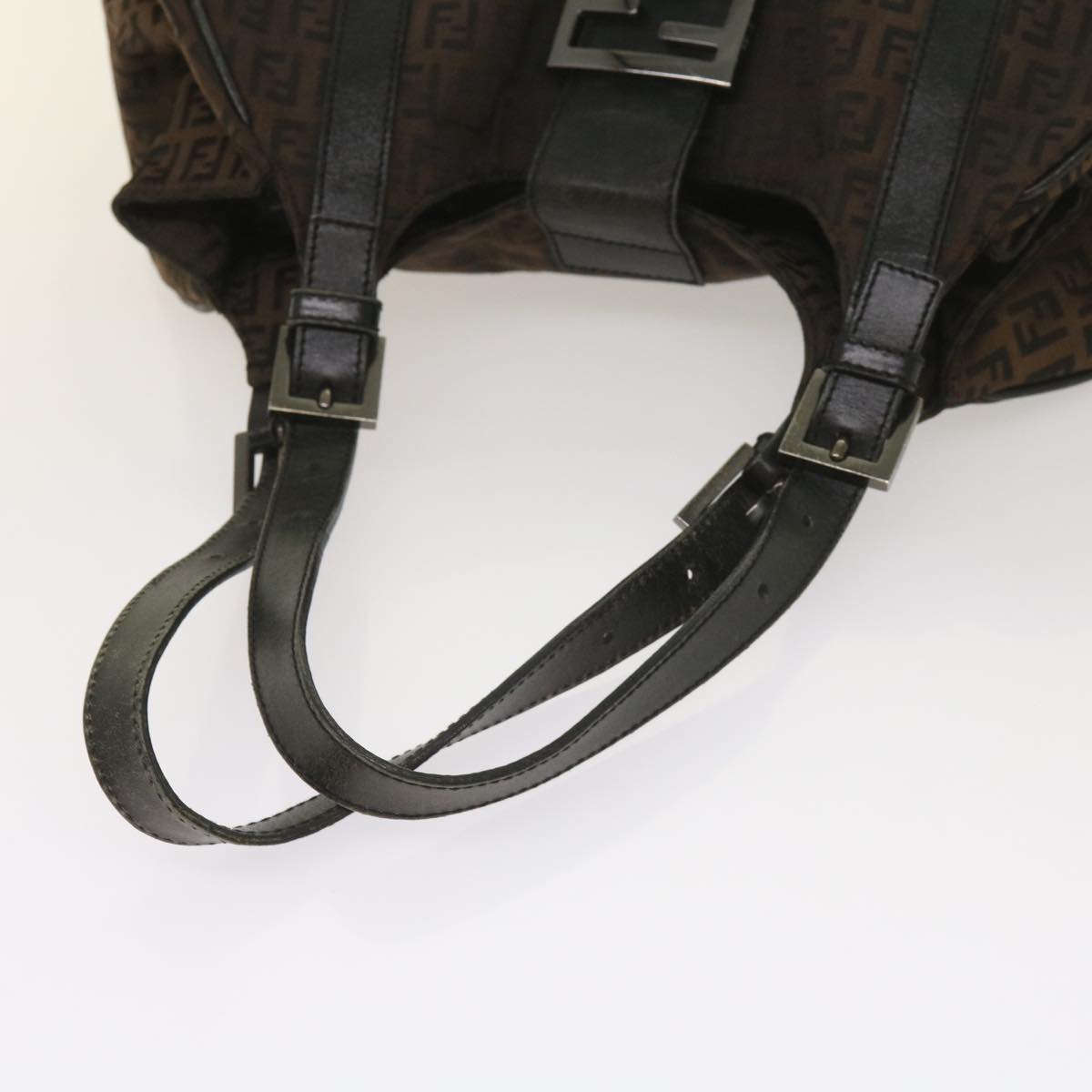 FENDI Zucchino Canvas Shoulder Bag Brownac2712