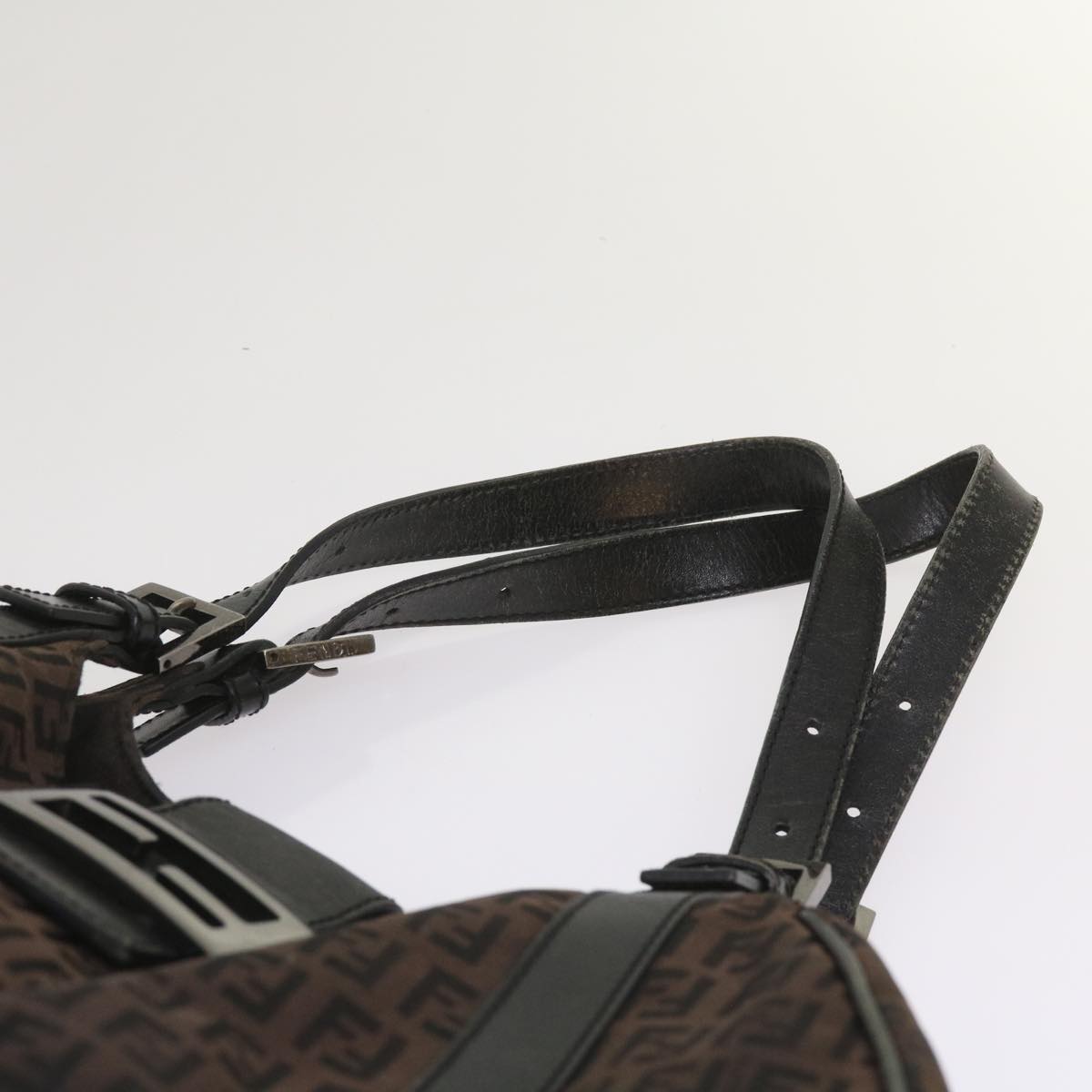 FENDI Zucchino Canvas Shoulder Bag Brownac2712