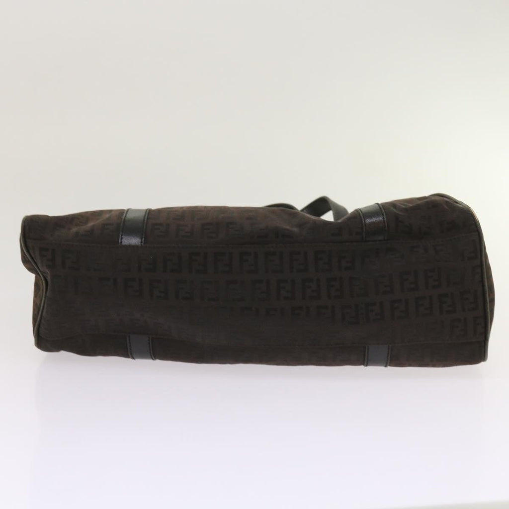 FENDI Zucchino Canvas Shoulder Bag Brownac2712