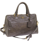 PRADA Hand Bag Leather 2way Gray  ac2729
