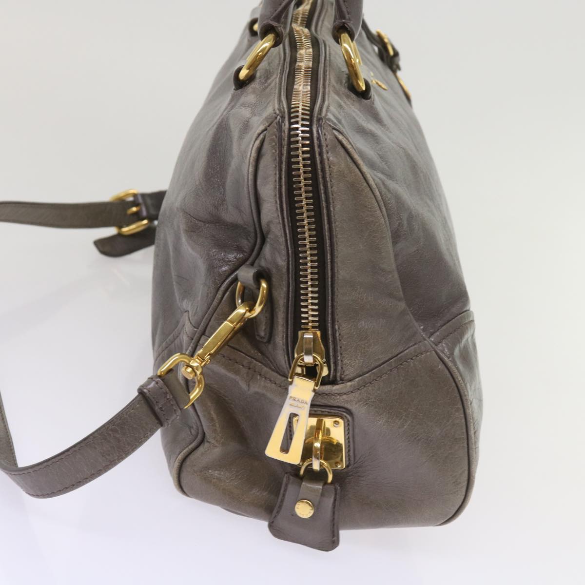 PRADA Hand Bag Leather 2way Gray  ac2729