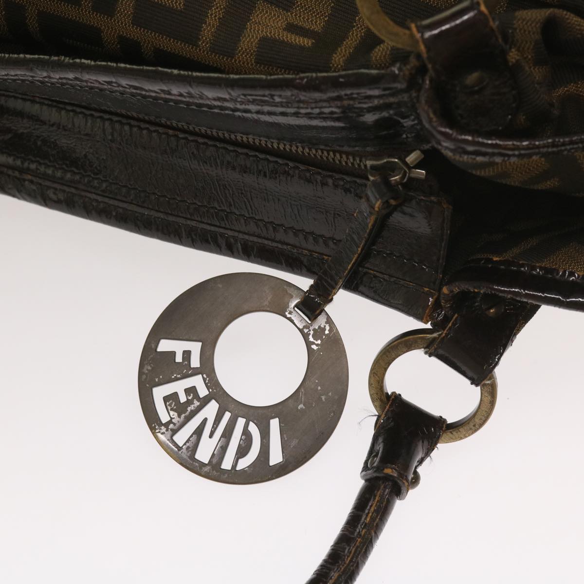 FENDI Zucca Canvas Shoulder Bag Brownac2737