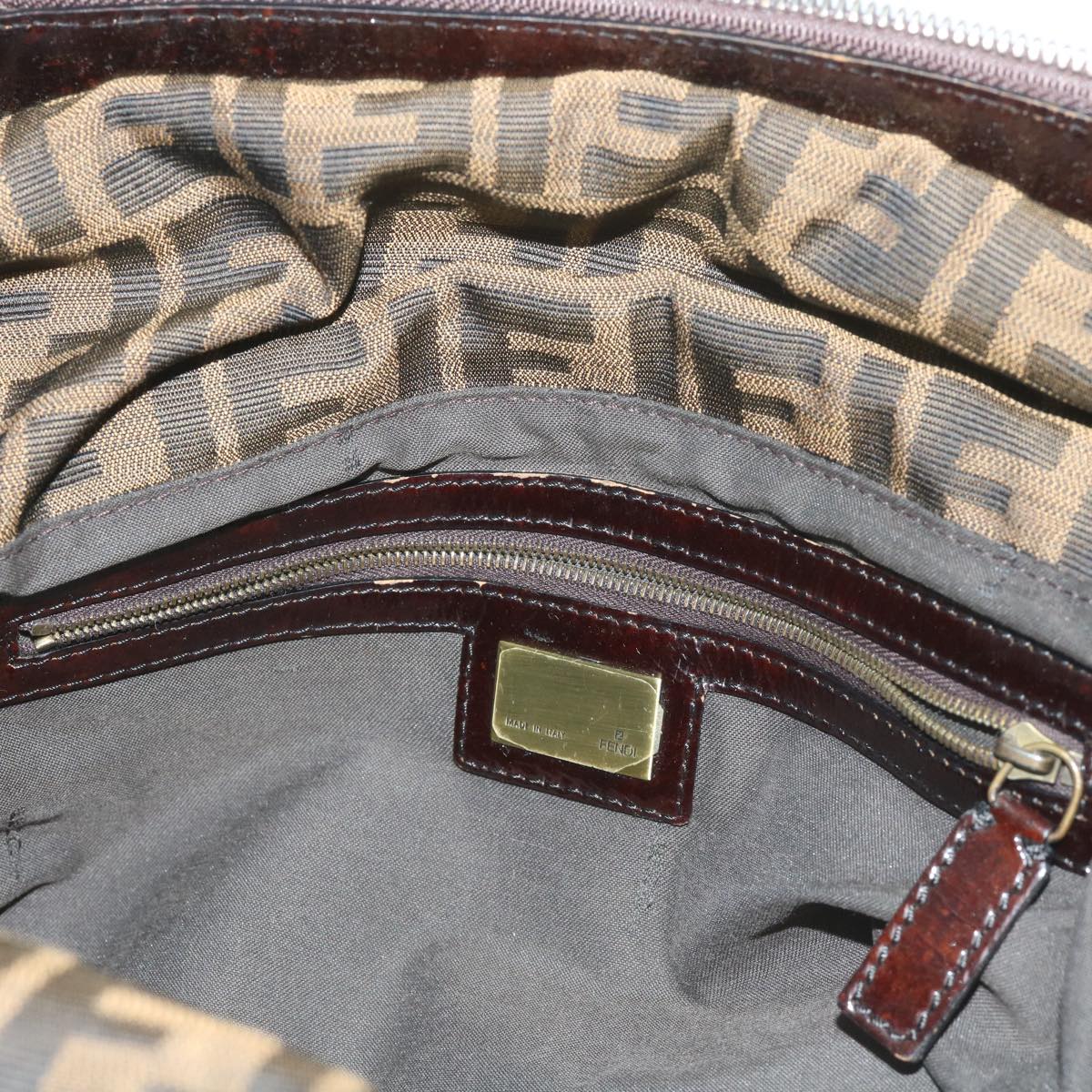 FENDI Zucca Canvas Shoulder Bag Brownac2737