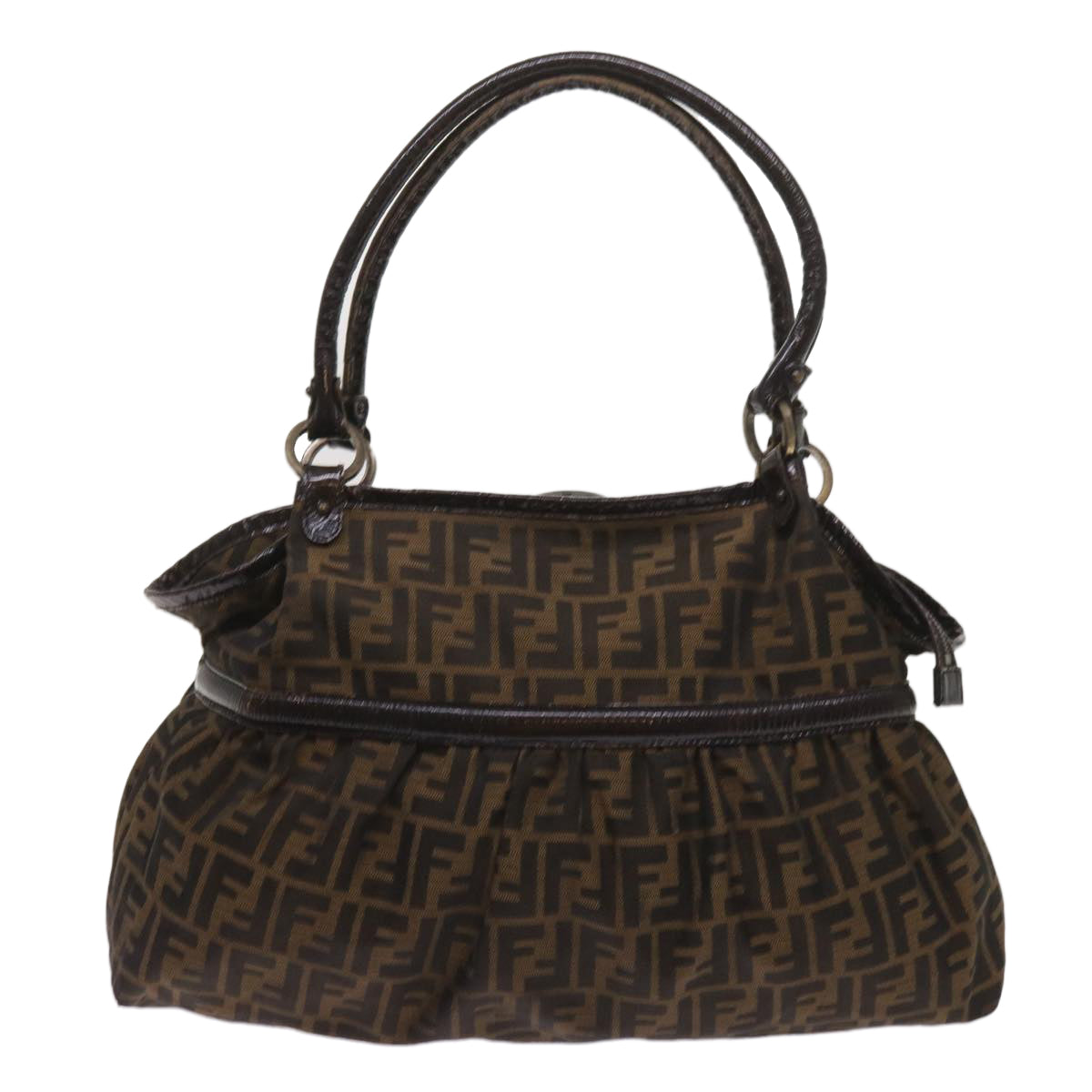 FENDI Zucca Canvas Shoulder Bag Brownac2737