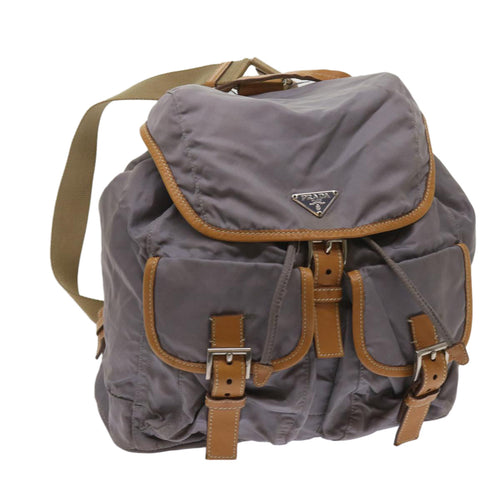 PRADA Backpack Nylon Gray Beige  ac2741