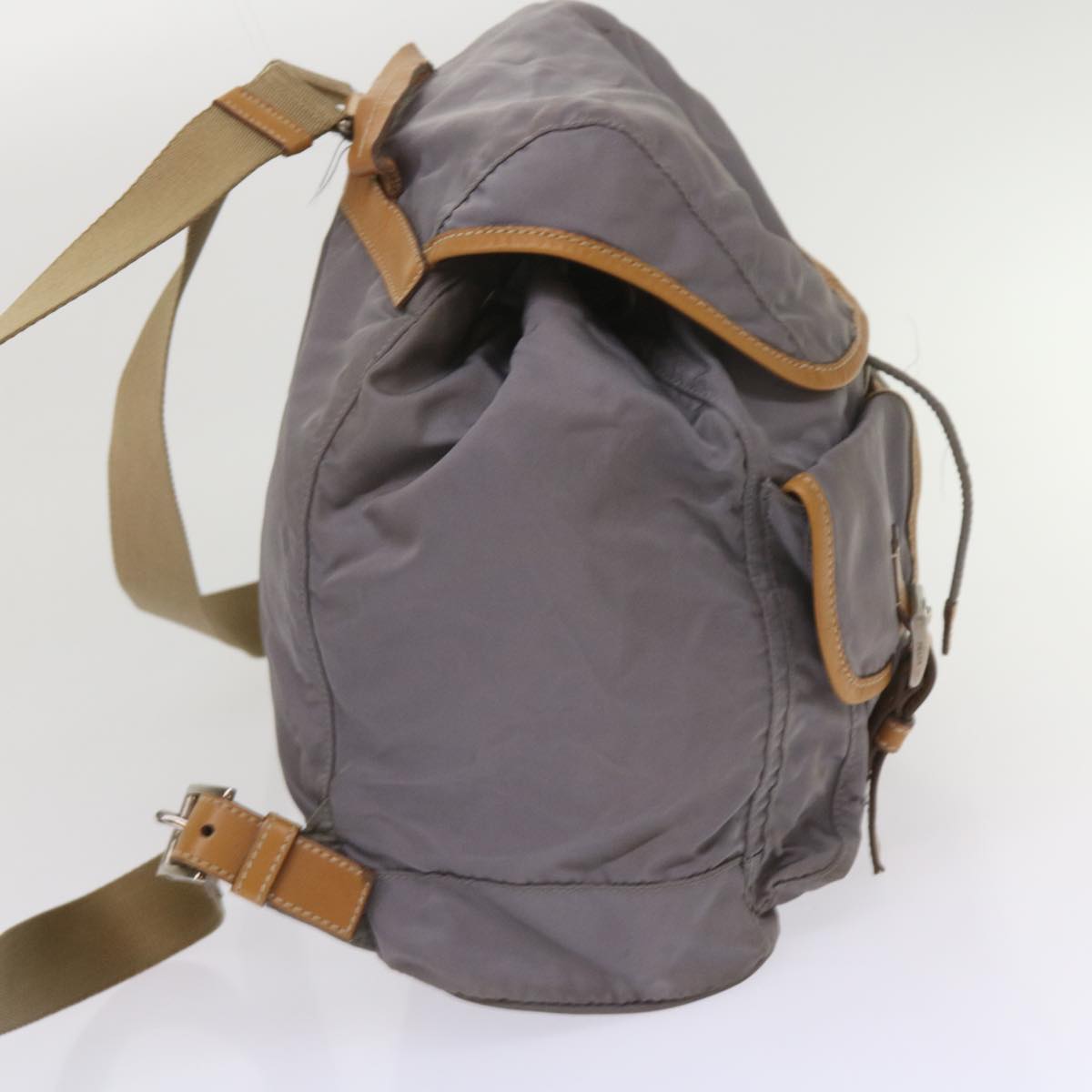 PRADA Backpack Nylon Gray Beige  ac2741