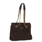 PRADA Chain Shoulder Bag Nylon Brown  ac2743