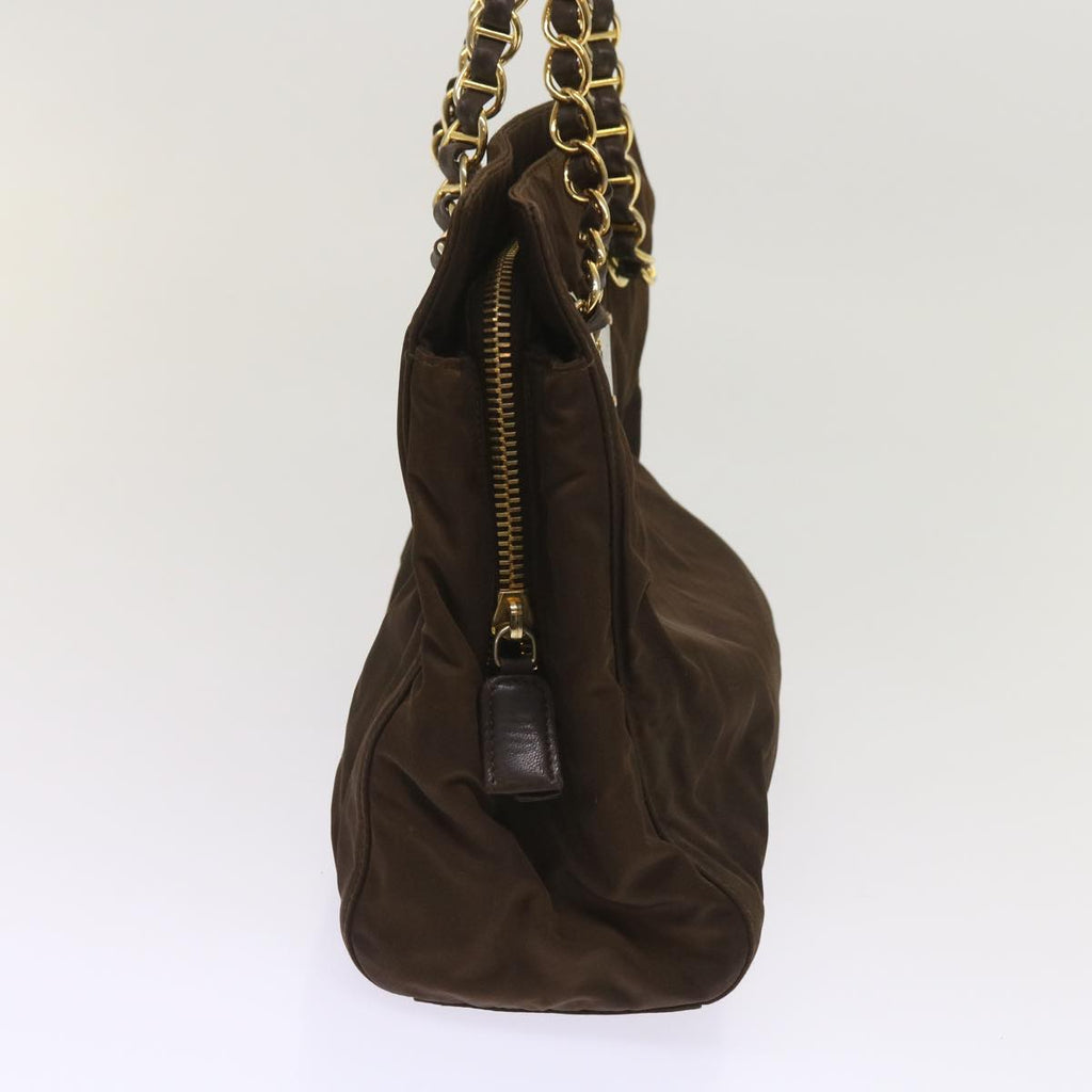 PRADA Chain Shoulder Bag Nylon Brown  ac2743