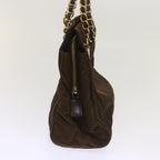 PRADA Chain Shoulder Bag Nylon Brown  ac2743