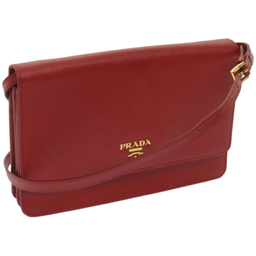 PRADA Shoulder Bag Safiano leather Red  ac2768