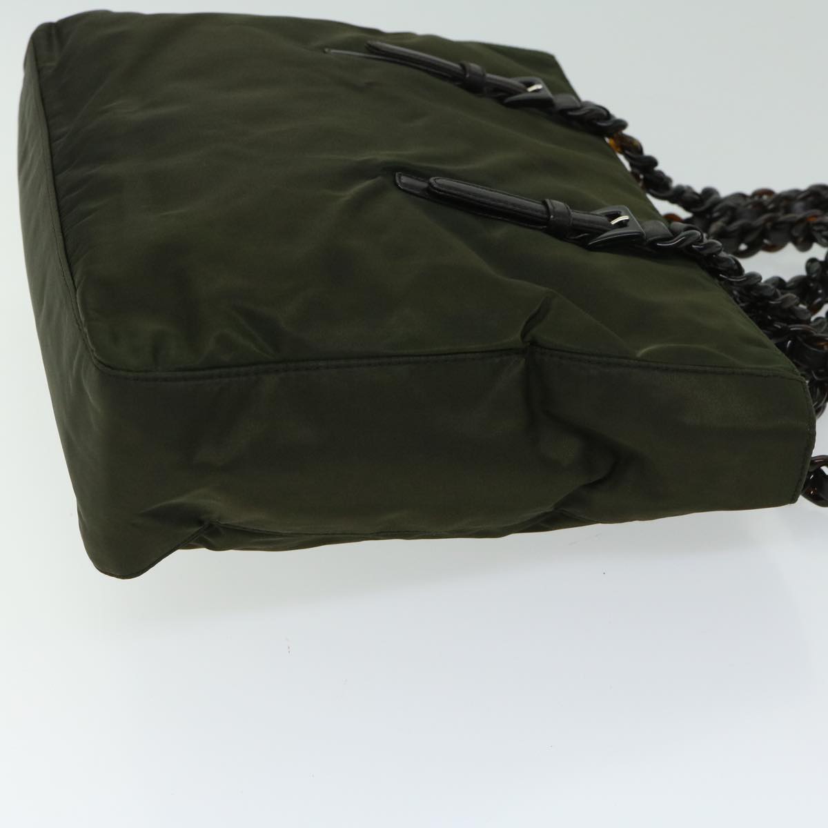 PRADA Chain Shoulder Bag Nylon Green ac2783