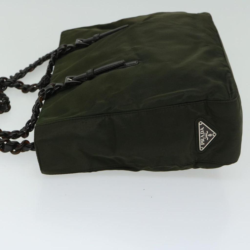 PRADA Chain Shoulder Bag Nylon Green ac2783