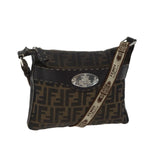FENDI Zucca Canvas Shoulder Bag Black Brownac2931