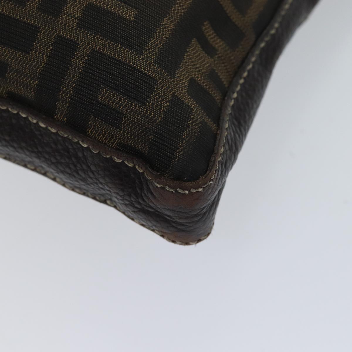 FENDI Zucca Canvas Shoulder Bag Black Brownac2931