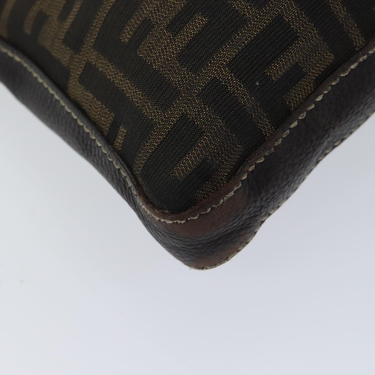 FENDI Zucca Canvas Shoulder Bag Black Brownac2931