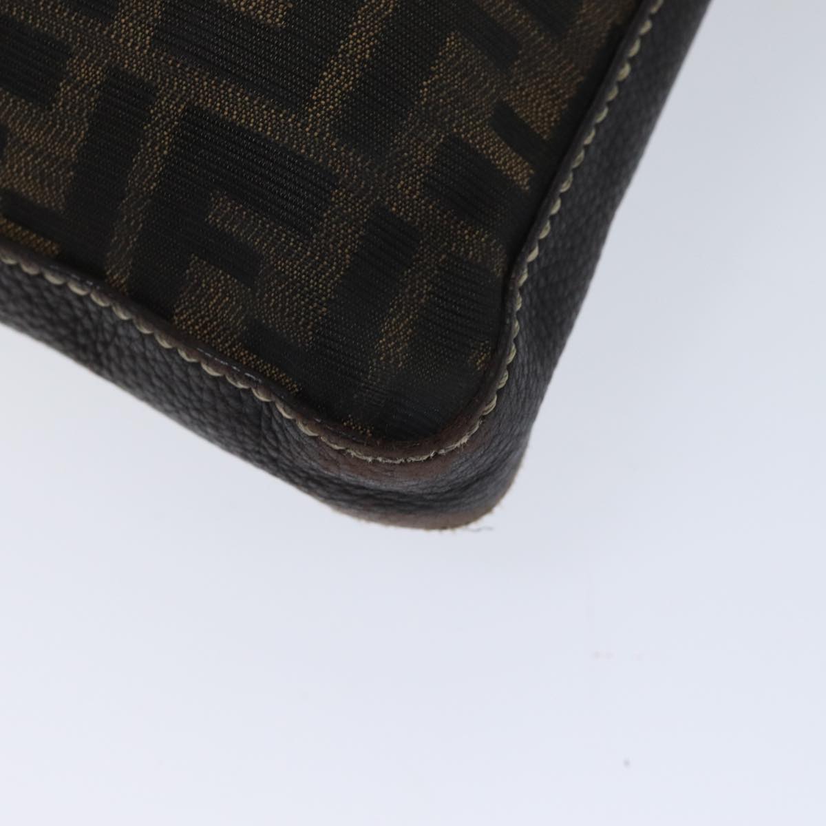 FENDI Zucca Canvas Shoulder Bag Black Brownac2931