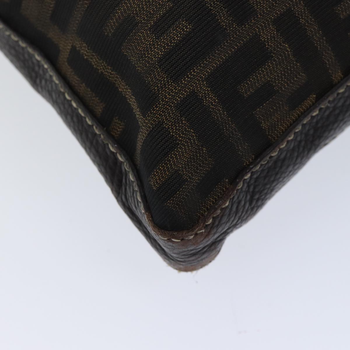 FENDI Zucca Canvas Shoulder Bag Black Brownac2931