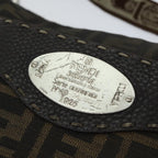 FENDI Zucca Canvas Shoulder Bag Black Brownac2931