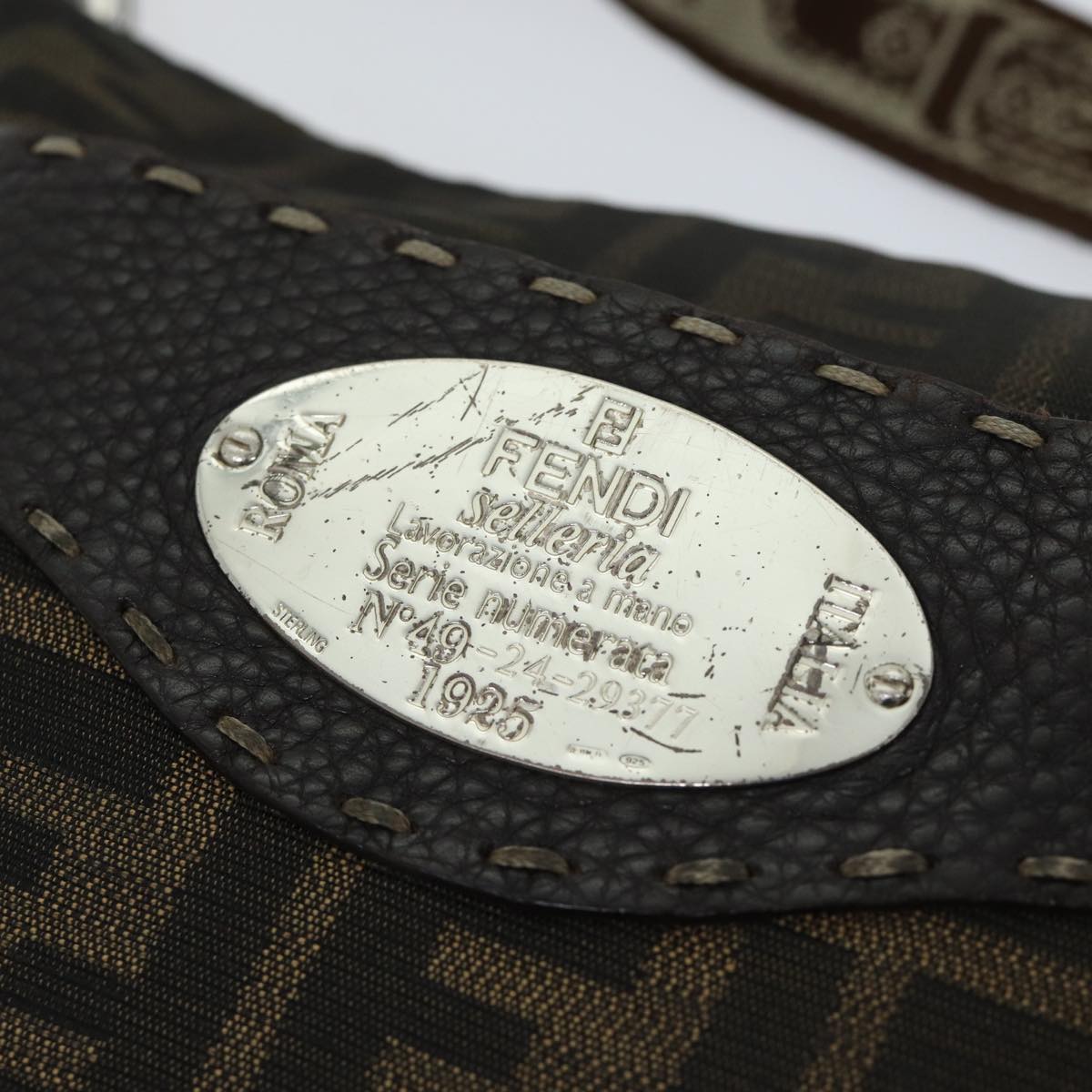 FENDI Zucca Canvas Shoulder Bag Black Brownac2931