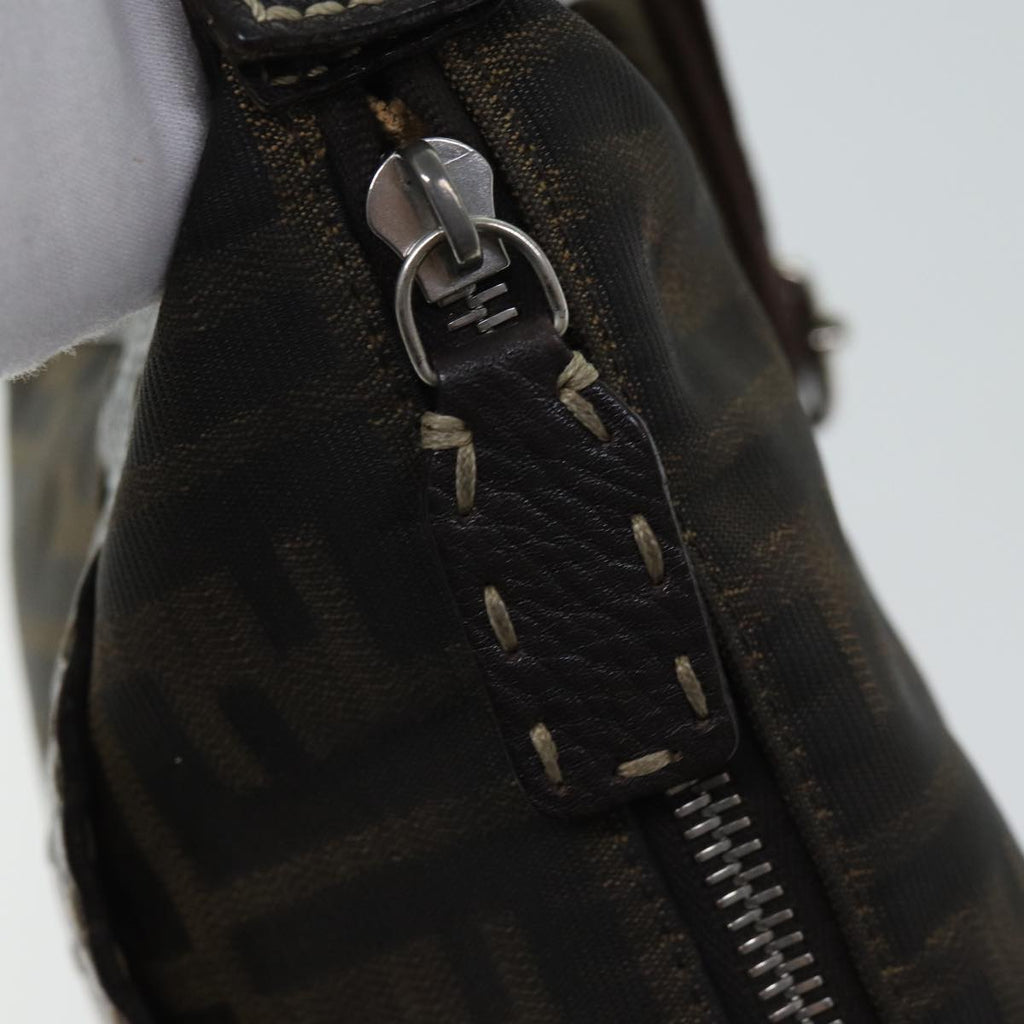 FENDI Zucca Canvas Shoulder Bag Black Brownac2931