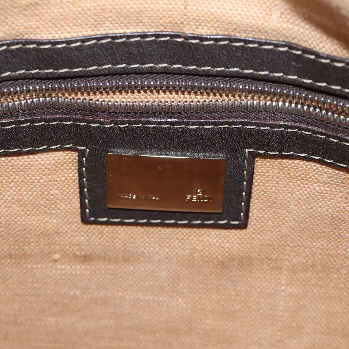 FENDI Zucca Canvas Shoulder Bag Black Brownac2931